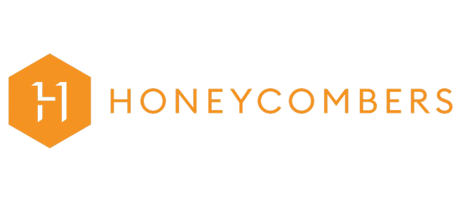Honeycombers logo with an orange hexagon and stylized "H" on the left, followed by the word "HONEYCOMBERS" in orange capital letters.