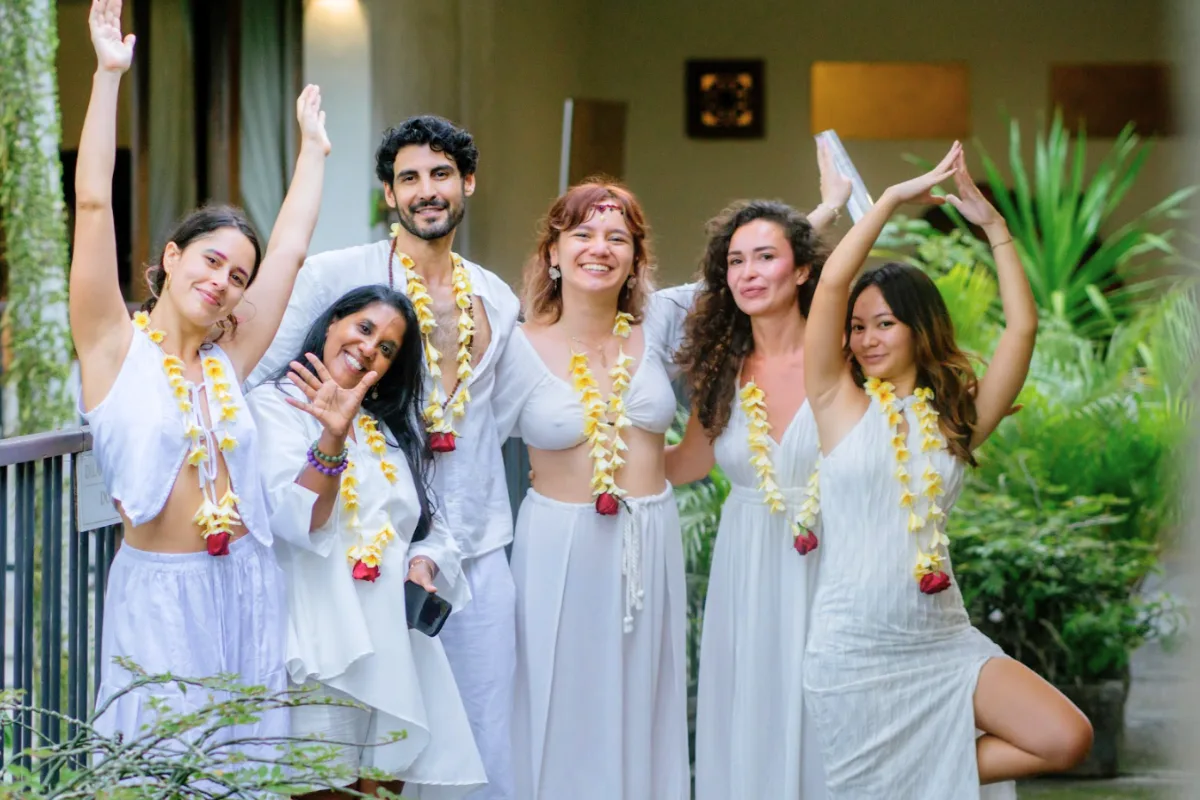 two yoga teacher training students enjoying immersive 200-hour YTT experience in Bali