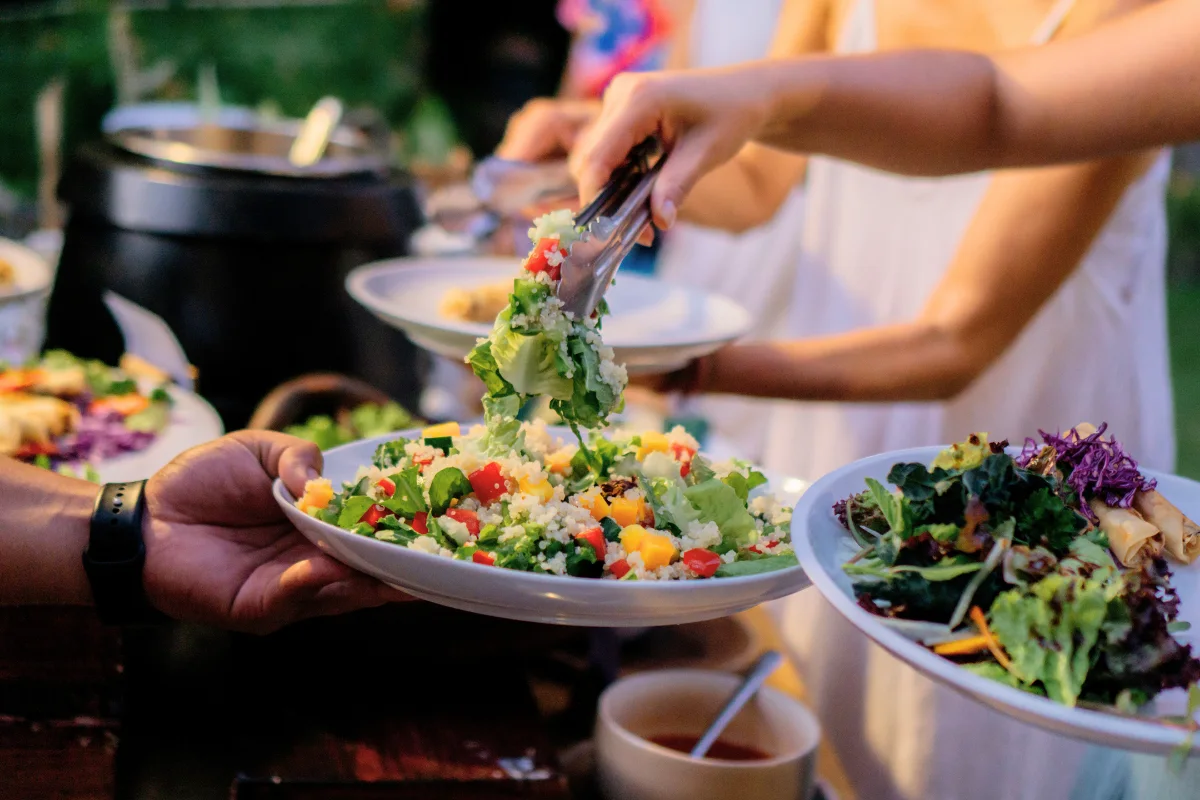 fresh organic vegetarian meals served during 200-hour yoga teacher training at Omham Retreats Bali
