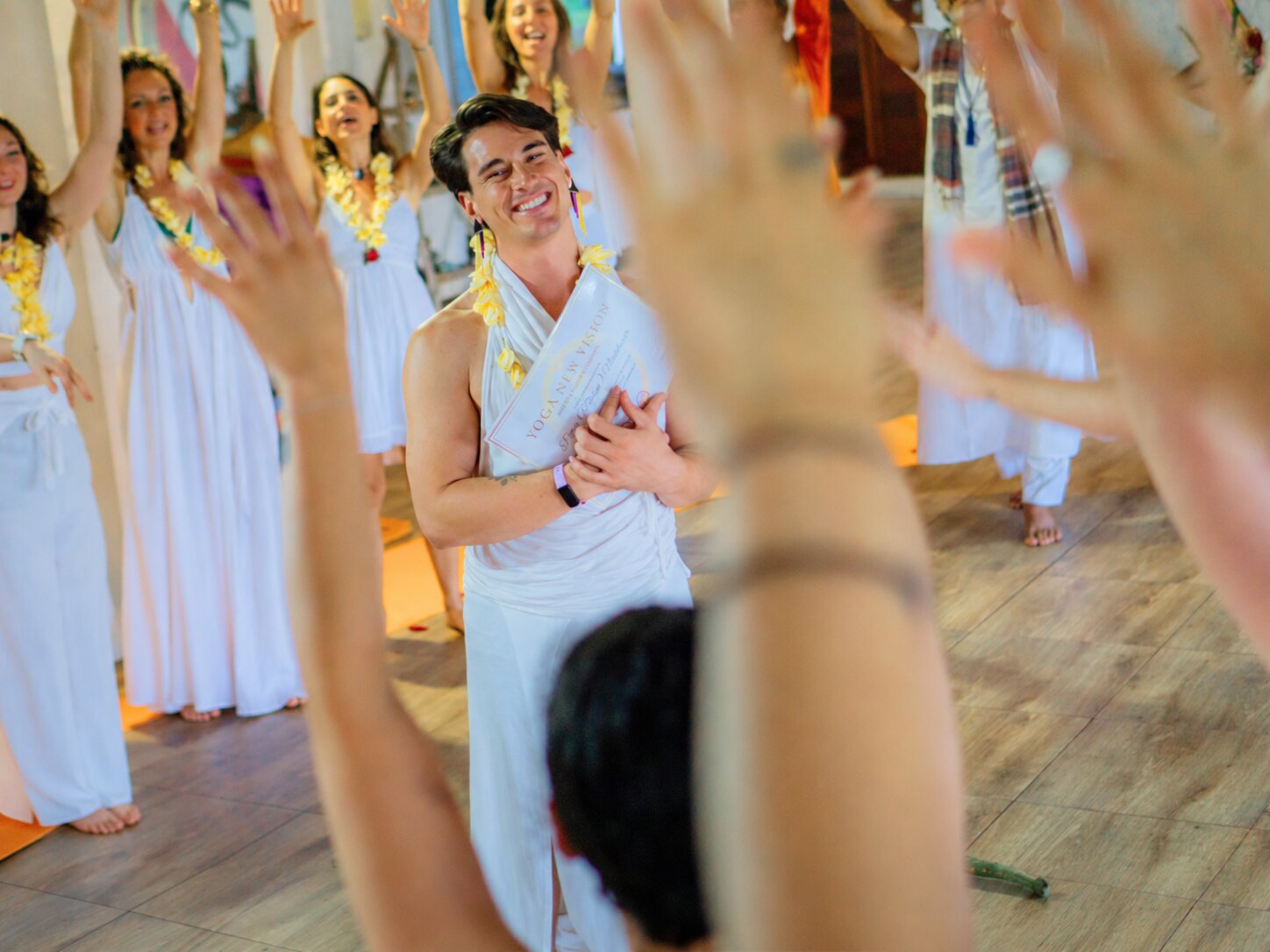 200-hour yoga teacher training graduation ceremony at Yoga New Vision in Bali