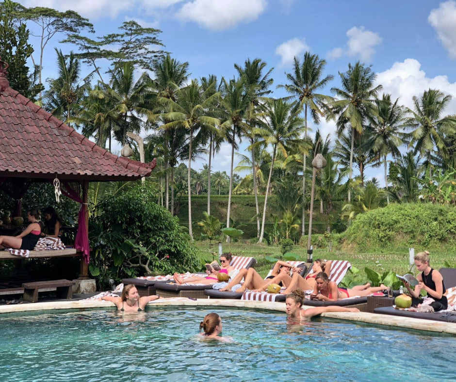 Yoga New Vision students during a 200-hour teacher training session in Bali